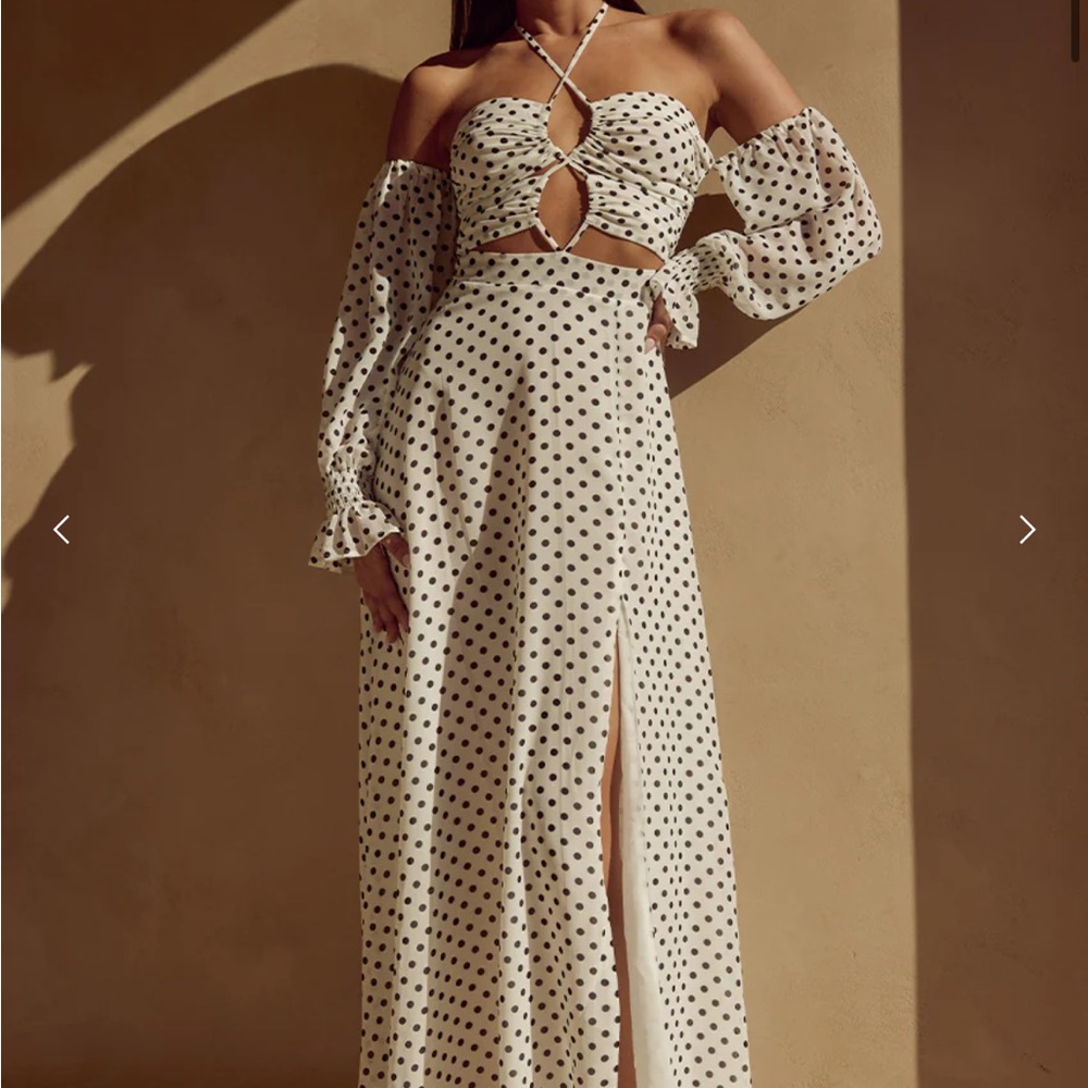 Elegant Polka Dot Long Sleeve Dress